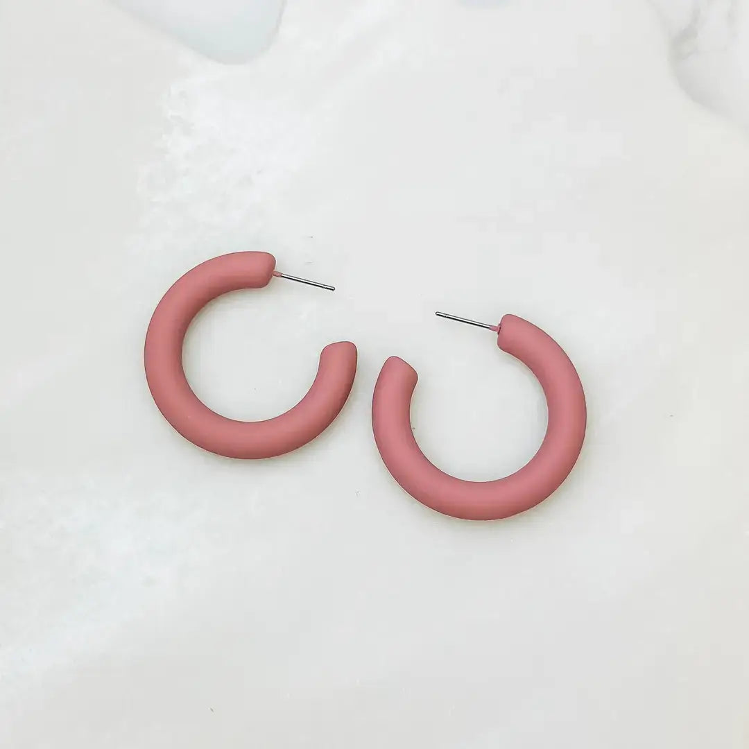Fall Color Coated Hoop Earrings - Rose
