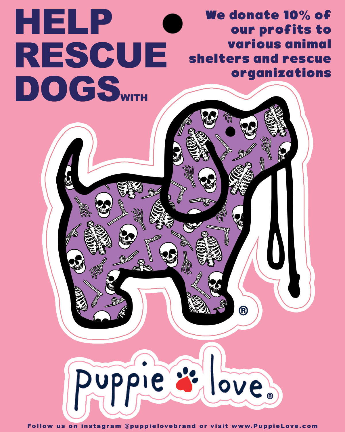 Skeletons Puppie Love Sticker