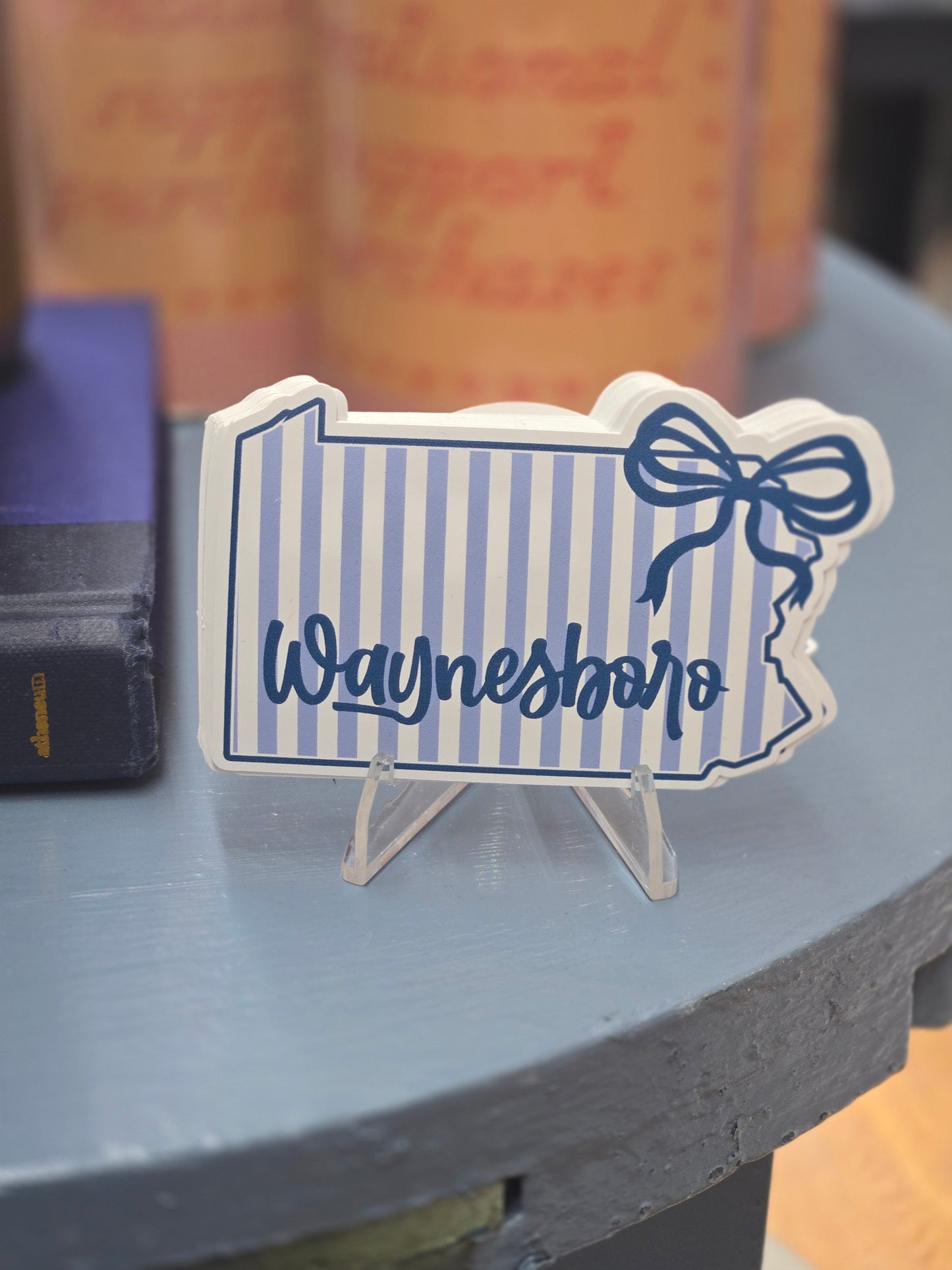 Waynesboro State Bow Sticker Striped Coquette Vinyl