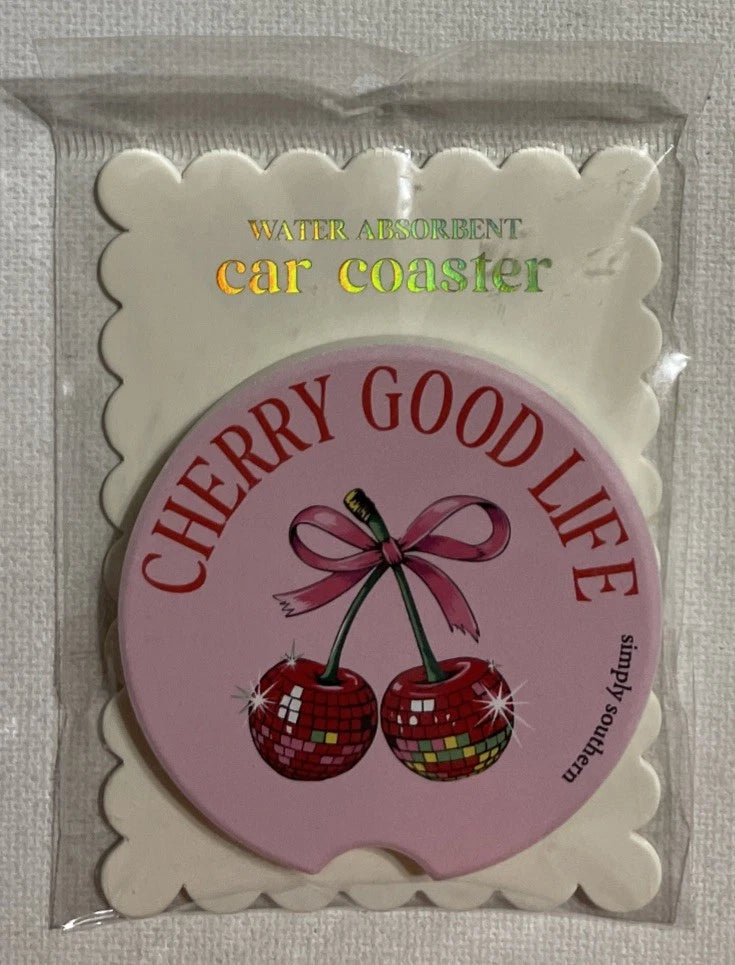Cherry Good Lift Simply Southern Ceramic Car Coaster