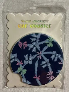 Blue Bow Ceramic Car Coaster