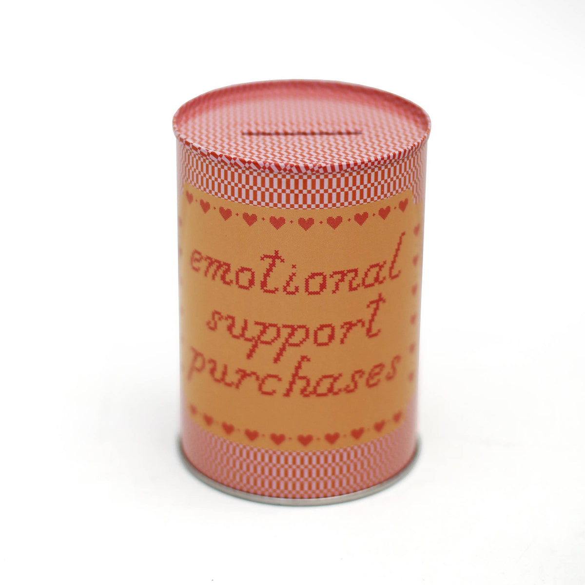 Emotional Support Purchases Tin Coin Bank