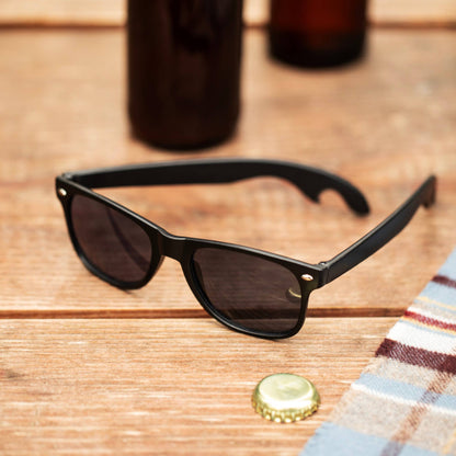 Bottle Opener Sunglasses in Matte Black with Olivine Lenses