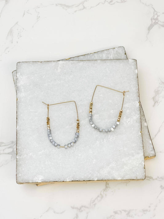 Mother of Pearl Drop Hoop Earrings