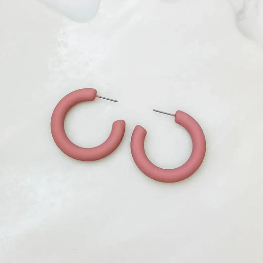 Fall Color Coated Hoop Earrings - Rose