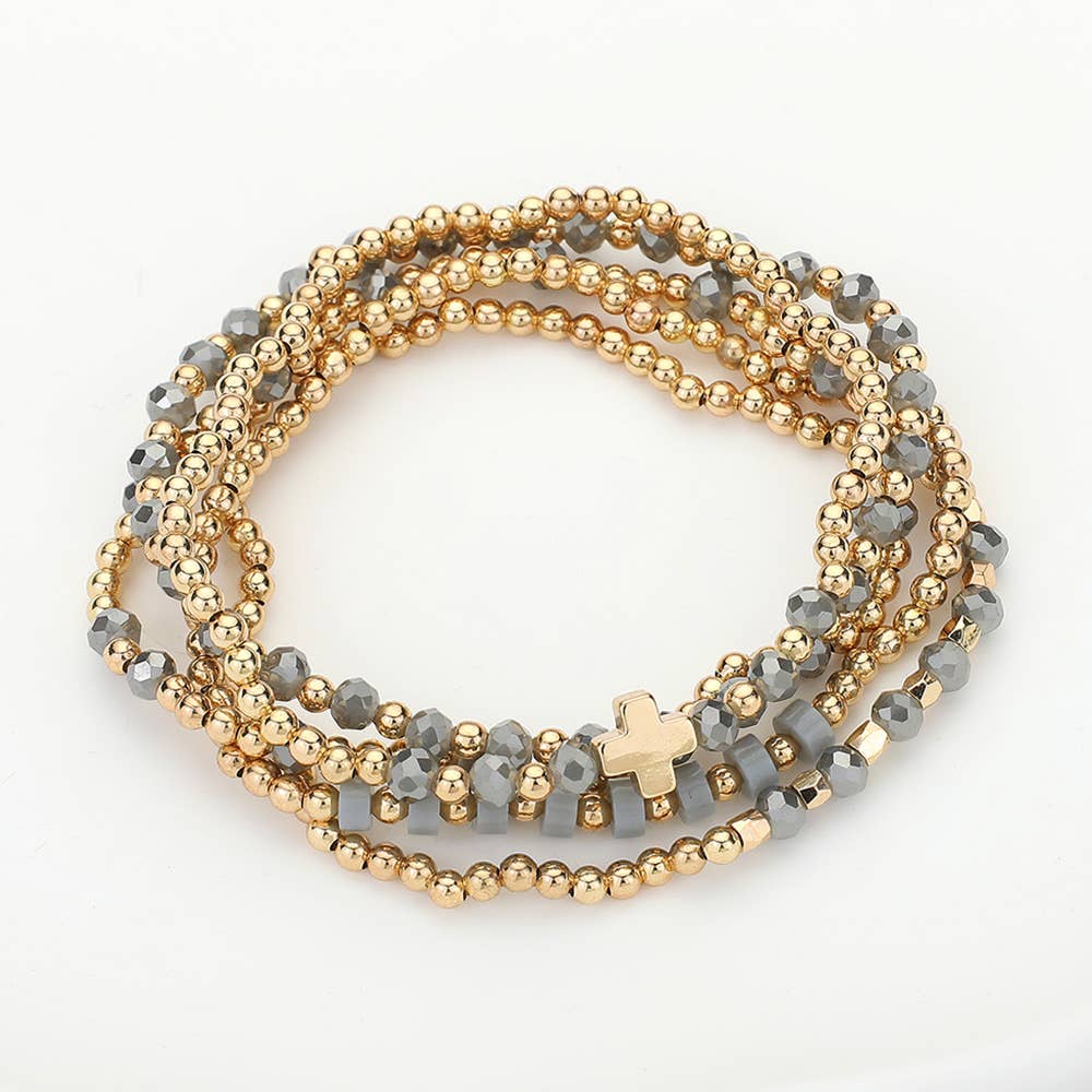 Ava Faceted Bead Stretch Bracelets