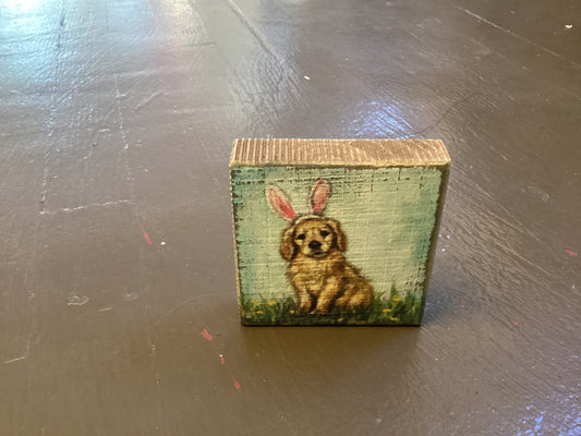 Golden bunny box sign