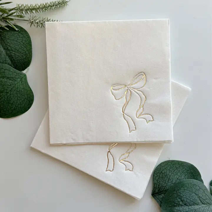 Gold Bow Cocktail Napkins