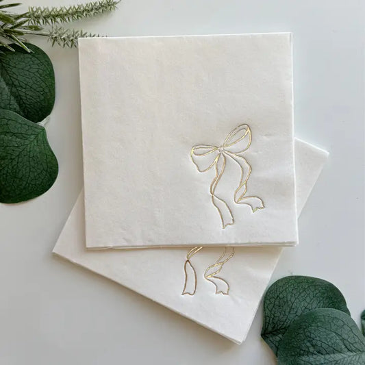 Gold Bow Cocktail Napkins