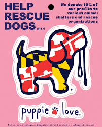 Maryland Flag Puppie Love Sticker