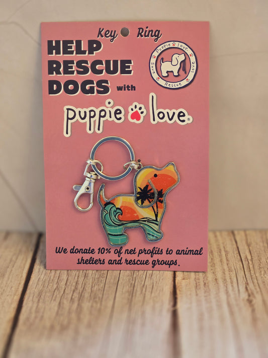 Vintage Surf Puppie Love Keychain