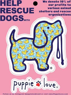 Rubber Duckie Puppie Love Sticker